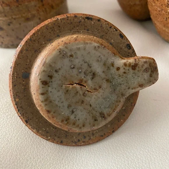 Mid Century 1970’s handmade stonewear Rustic Ceramic Teapot and Cup Set